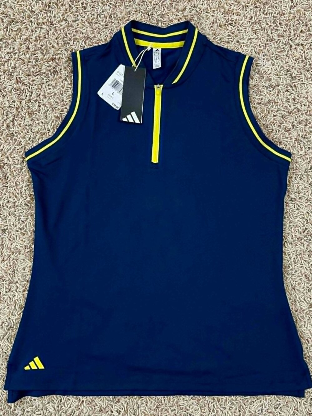 Adidas Women's Ultimate365 Zip Sleeveless Polo Navy JE9913, Size Large (New)